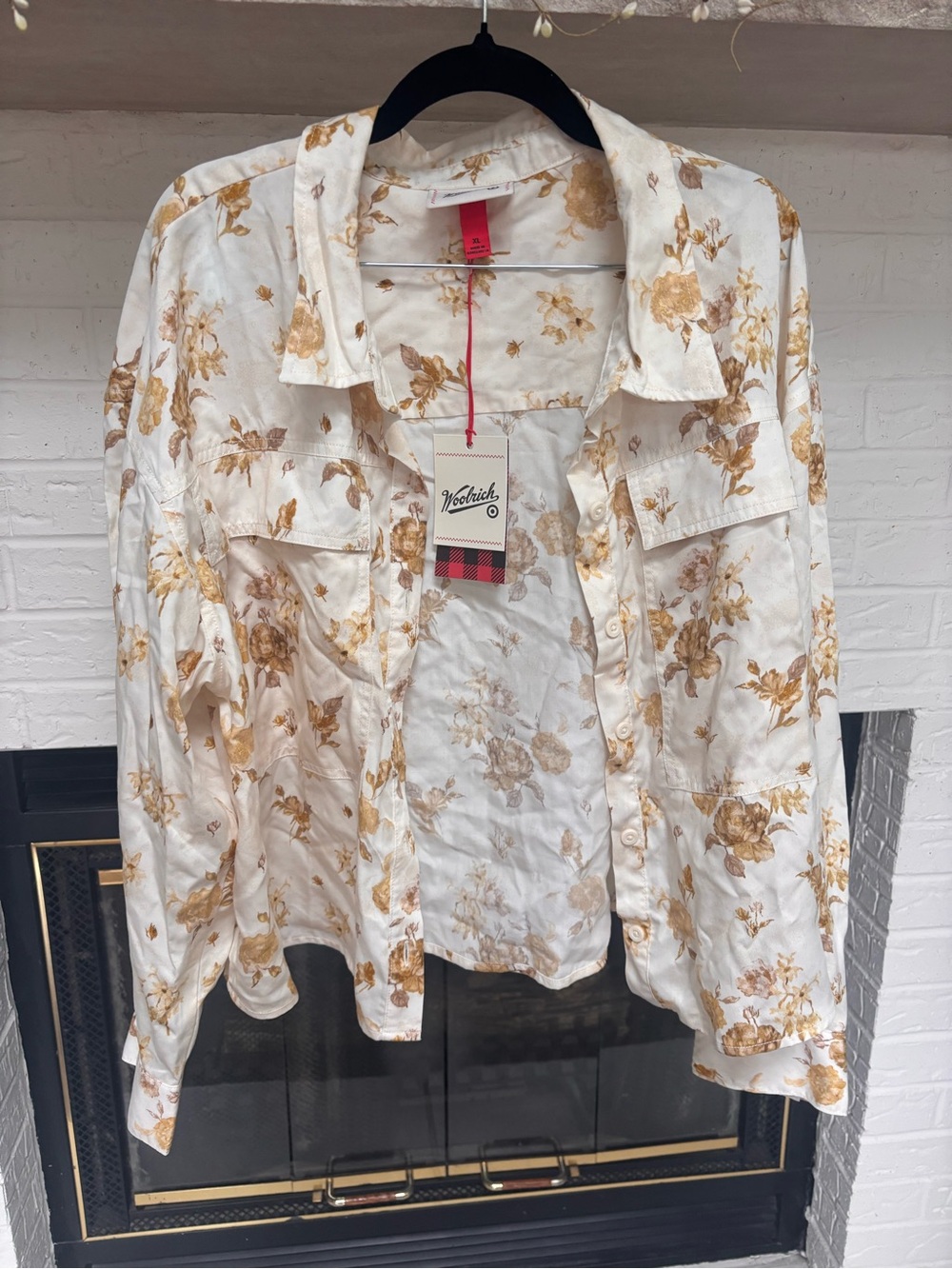 Woolrich Cream Floral Button-Front Jean Jacket